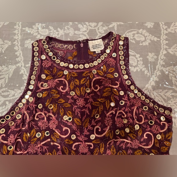 ❤️ NEW ARTISANAL RARE HAND EMBROIDERED BEAUTIFUL SILK SHEER TOP. Size: L - Picture 4 of 11